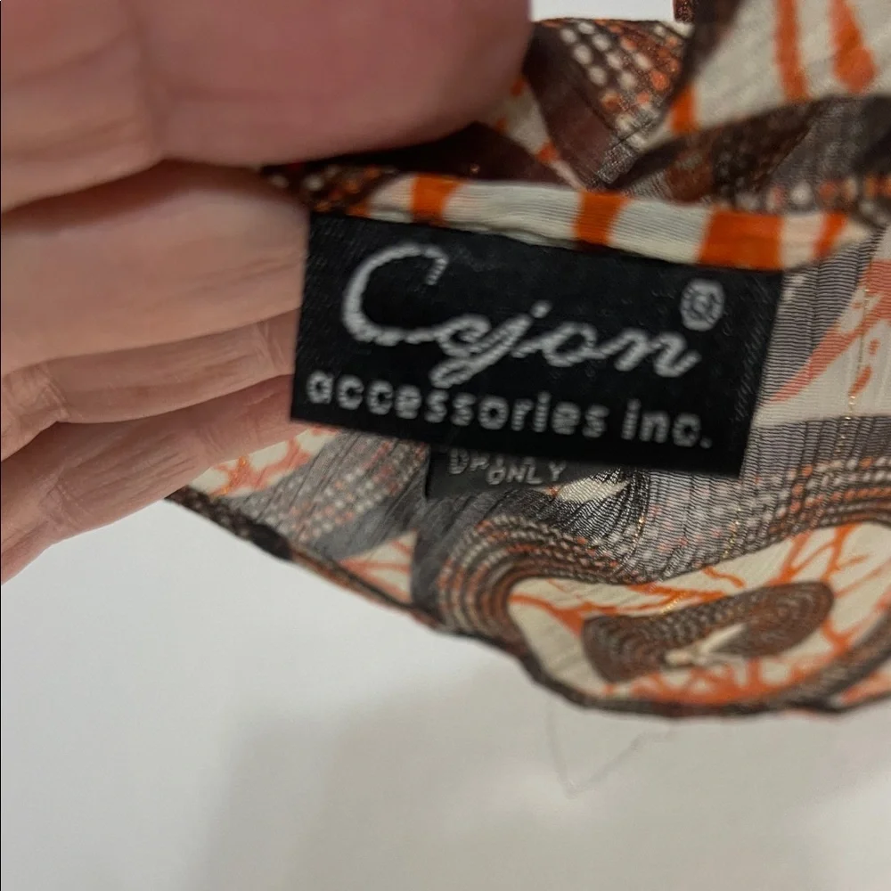 Cejon Sheer Scarf with Orange and Brown Accents